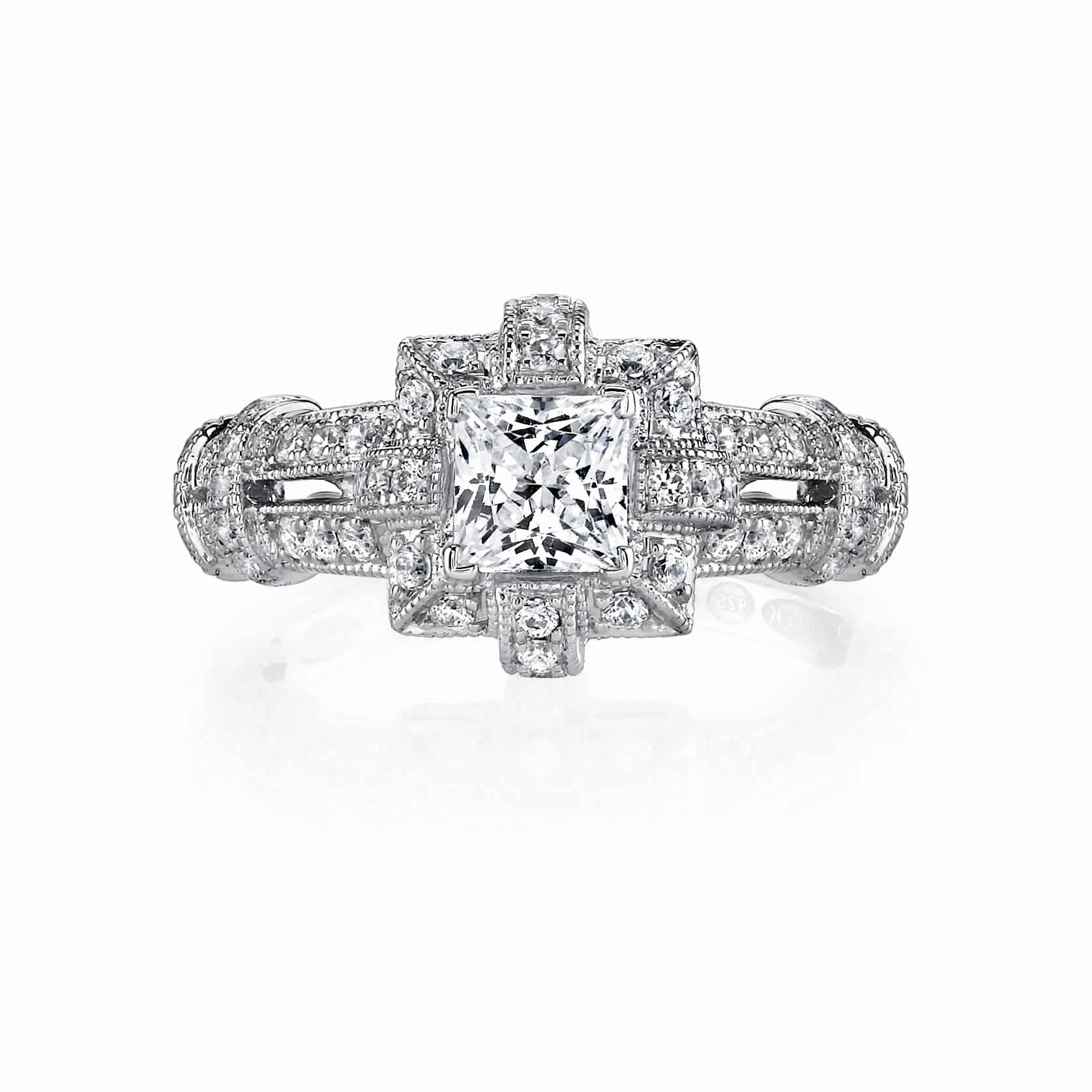 Vintage Inspired Diamond Pave Set Solea Ring Style 18RGL835DCZ