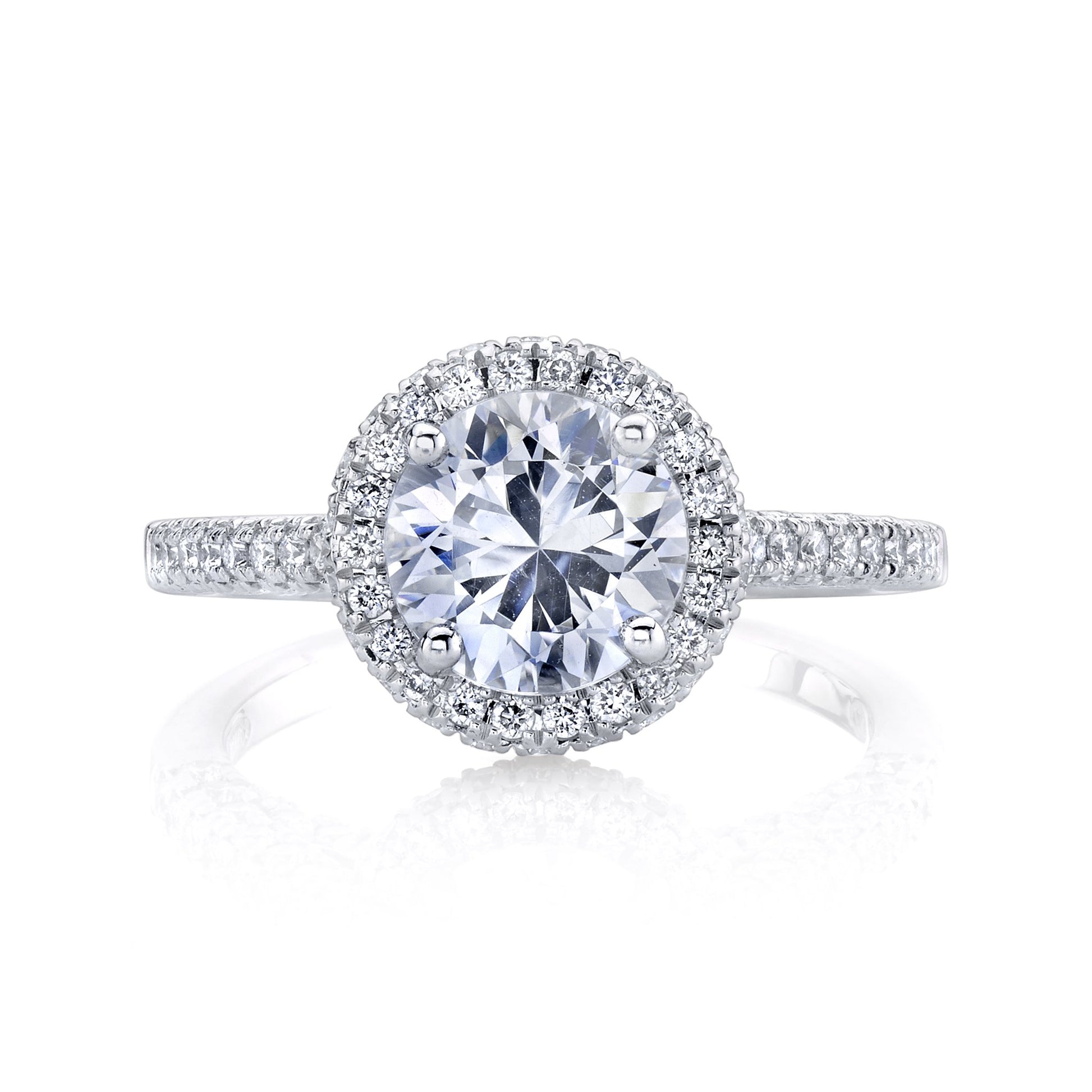 18K White Gold Halo Diamond Engagement Ring