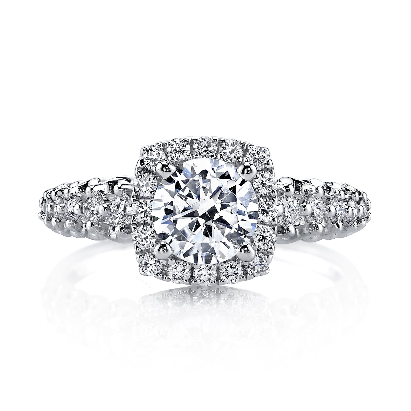 18K White Gold Halo Diamond Engagement Ring