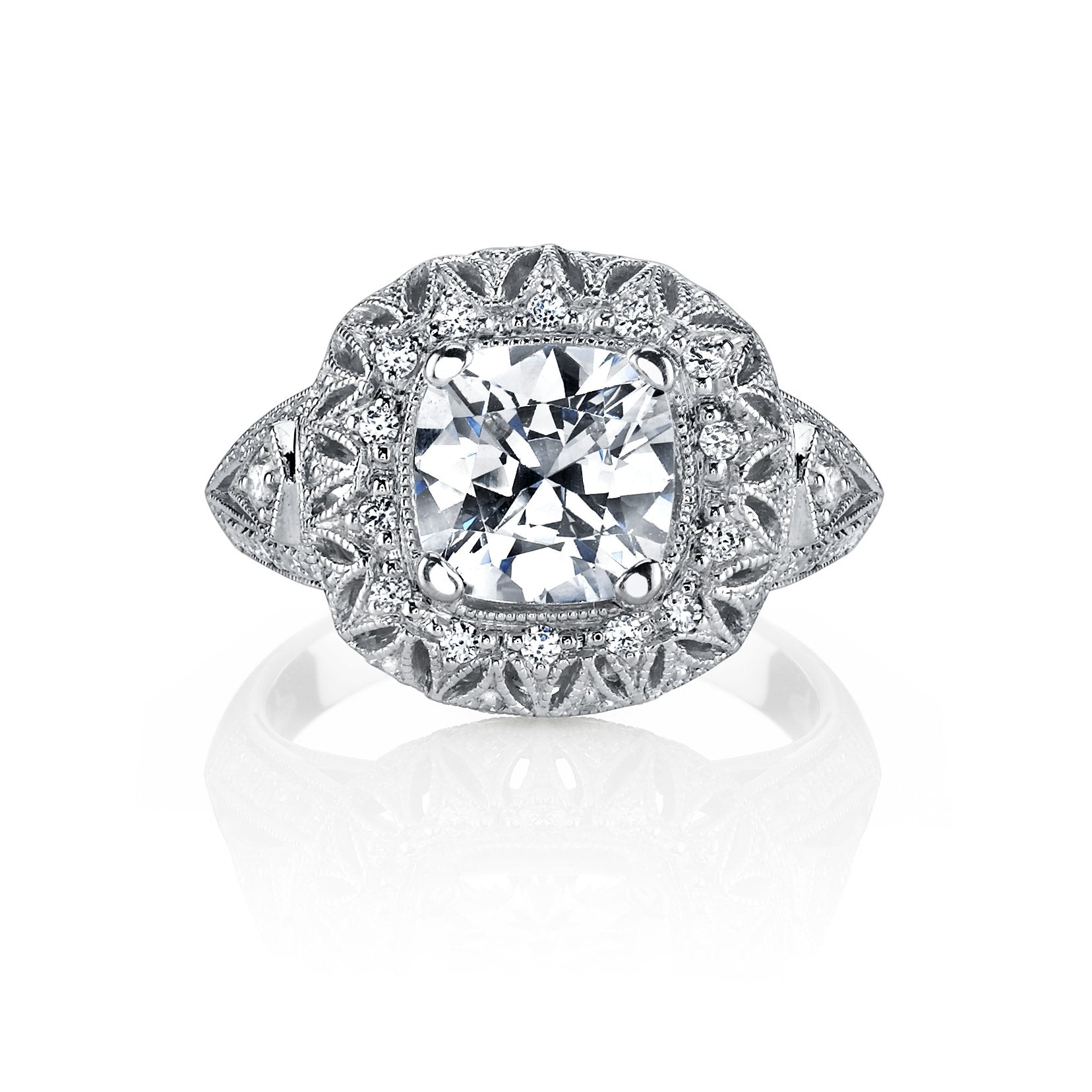 18K White Gold Halo Diamond Engagement Ring