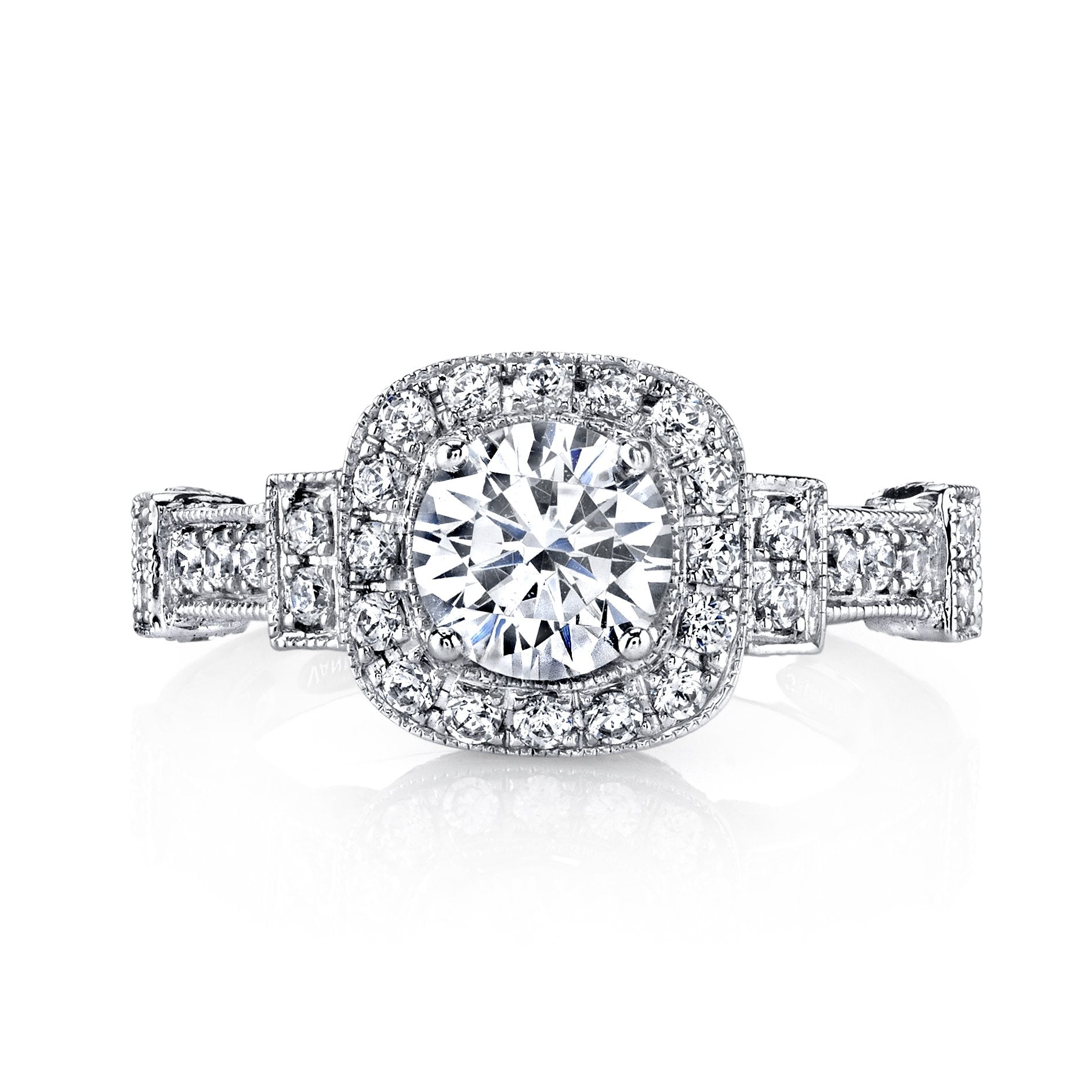 18K White Gold Halo Diamond Engagement Ring
