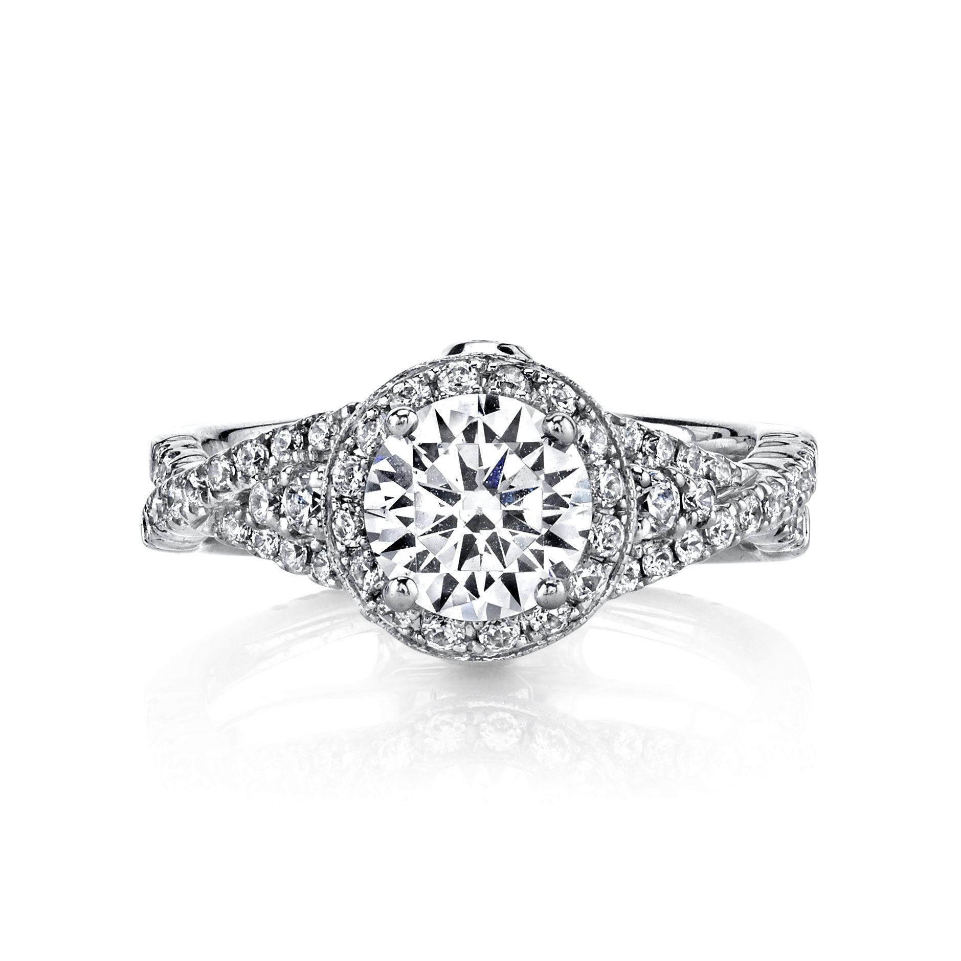 18K White Gold Halo Diamond Engagement Ring