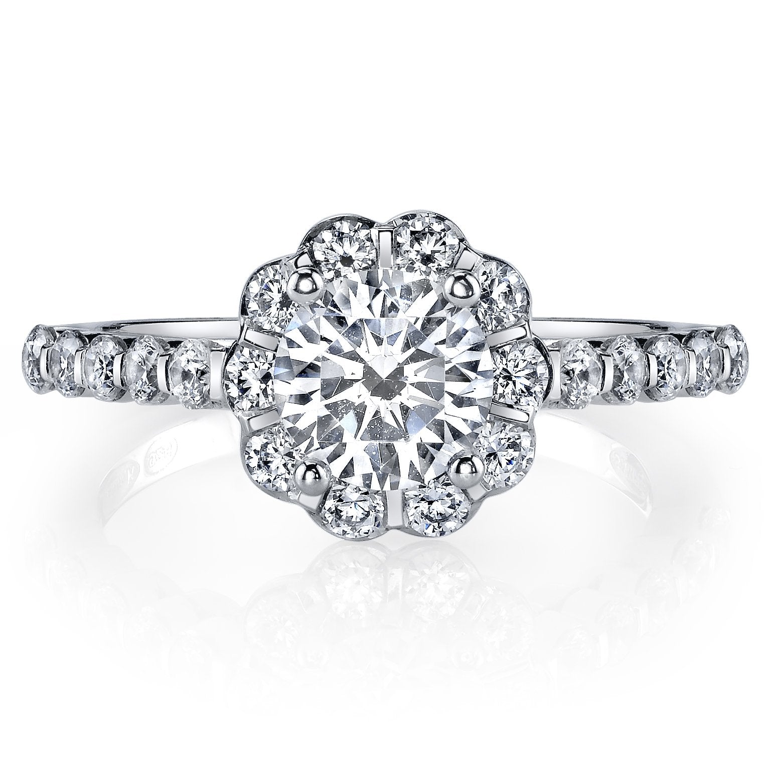 18K White Gold Halo Diamond Engagement Ring