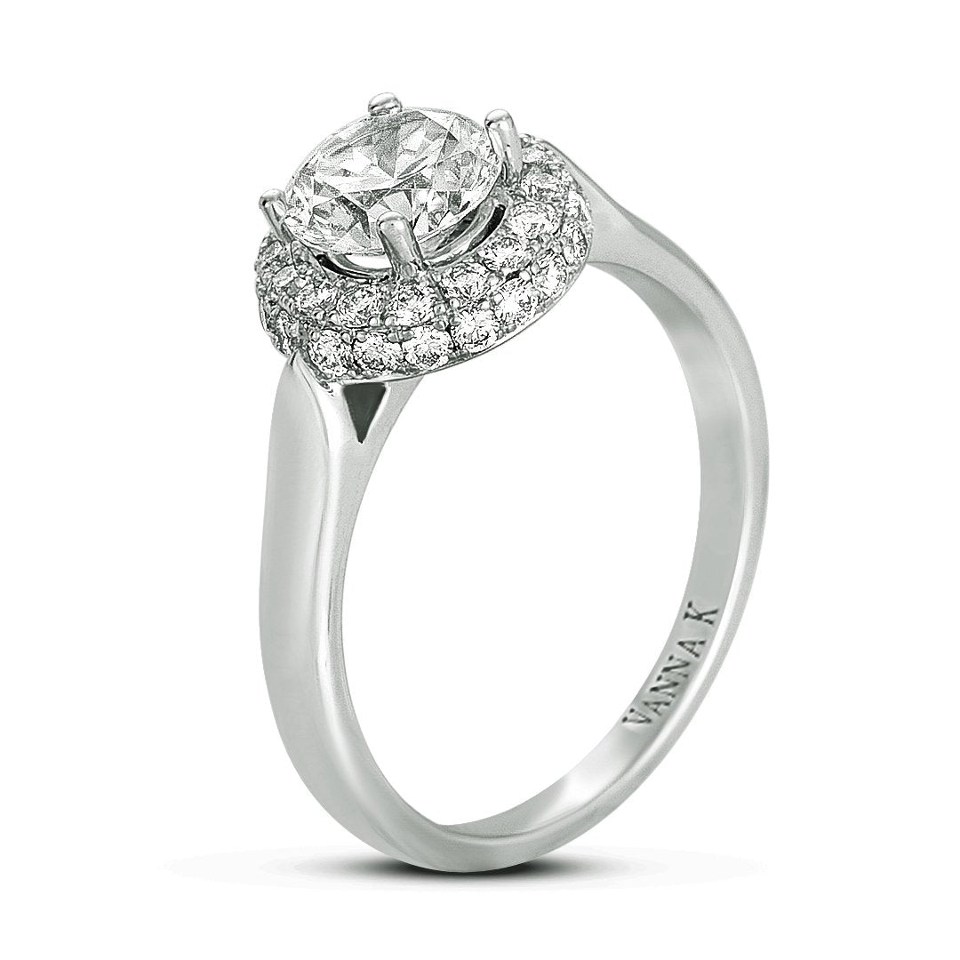 18K White Gold Halo Diamond Engagement Ring