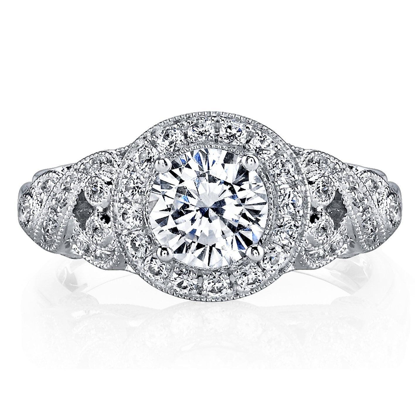 18K White Gold Double Halo Diamond Engagement Ring