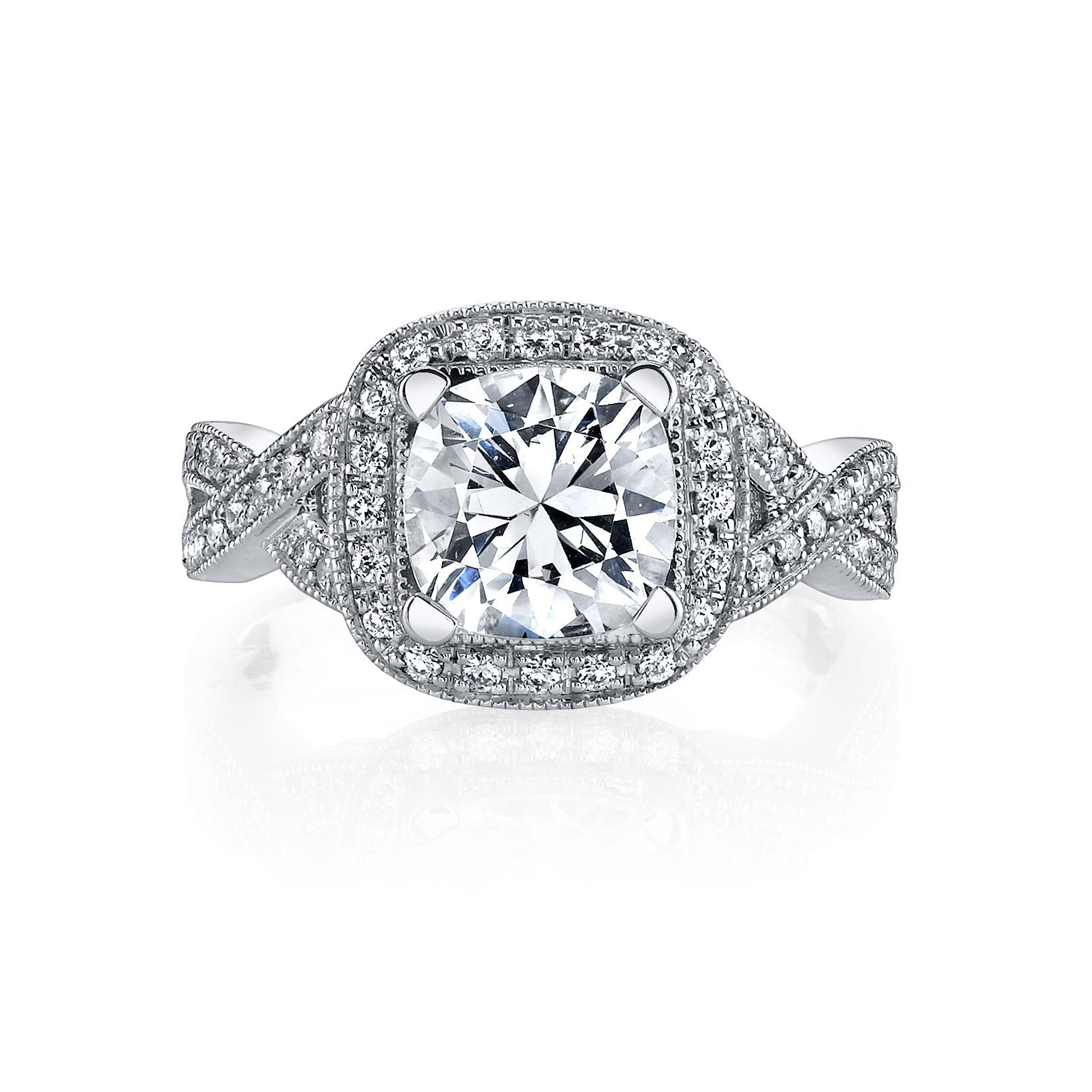 18K White Gold Halo Diamond Engagement Ring