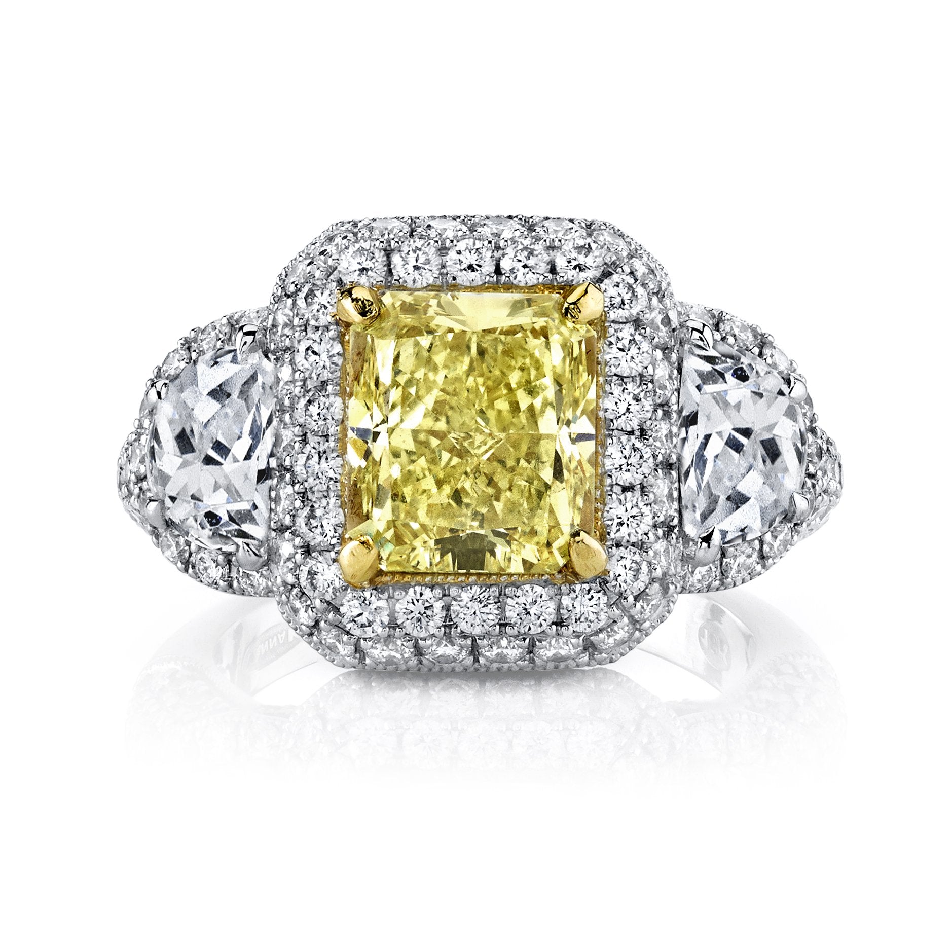 18K YELLOW DIAMOND HALO ENGAGEMENT RING