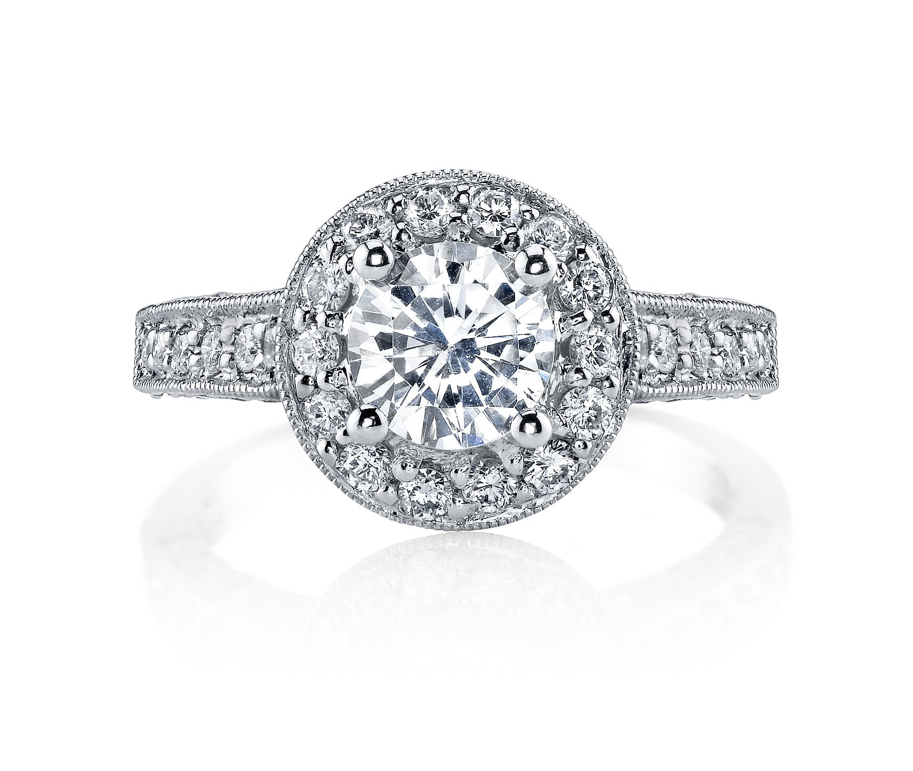 18K White Gold Halo Diamond Engagement Ring