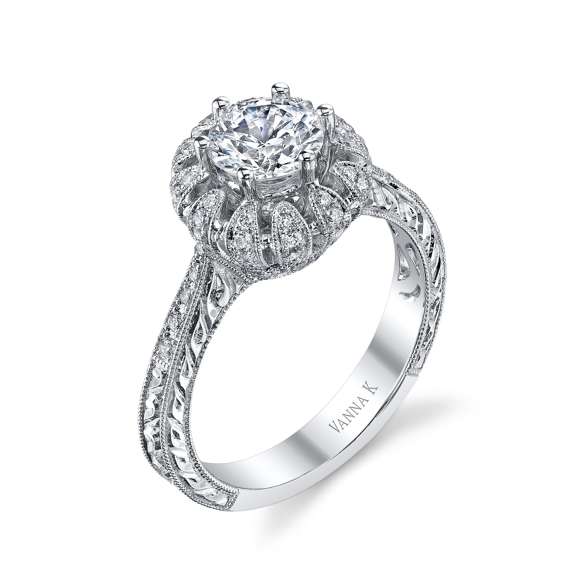 18K White Gold Signature Crown Diamond Engagement Ring 18RO23931DCZ