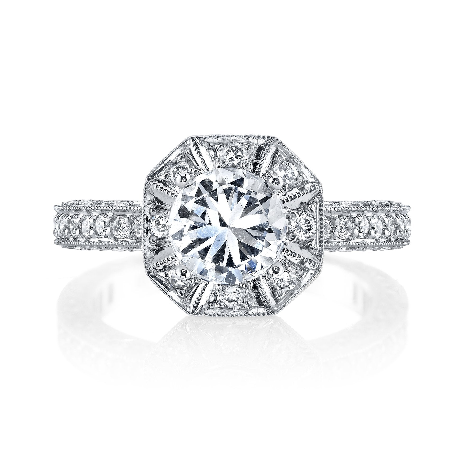 18K White Gold Halo Diamond Engagement Ring