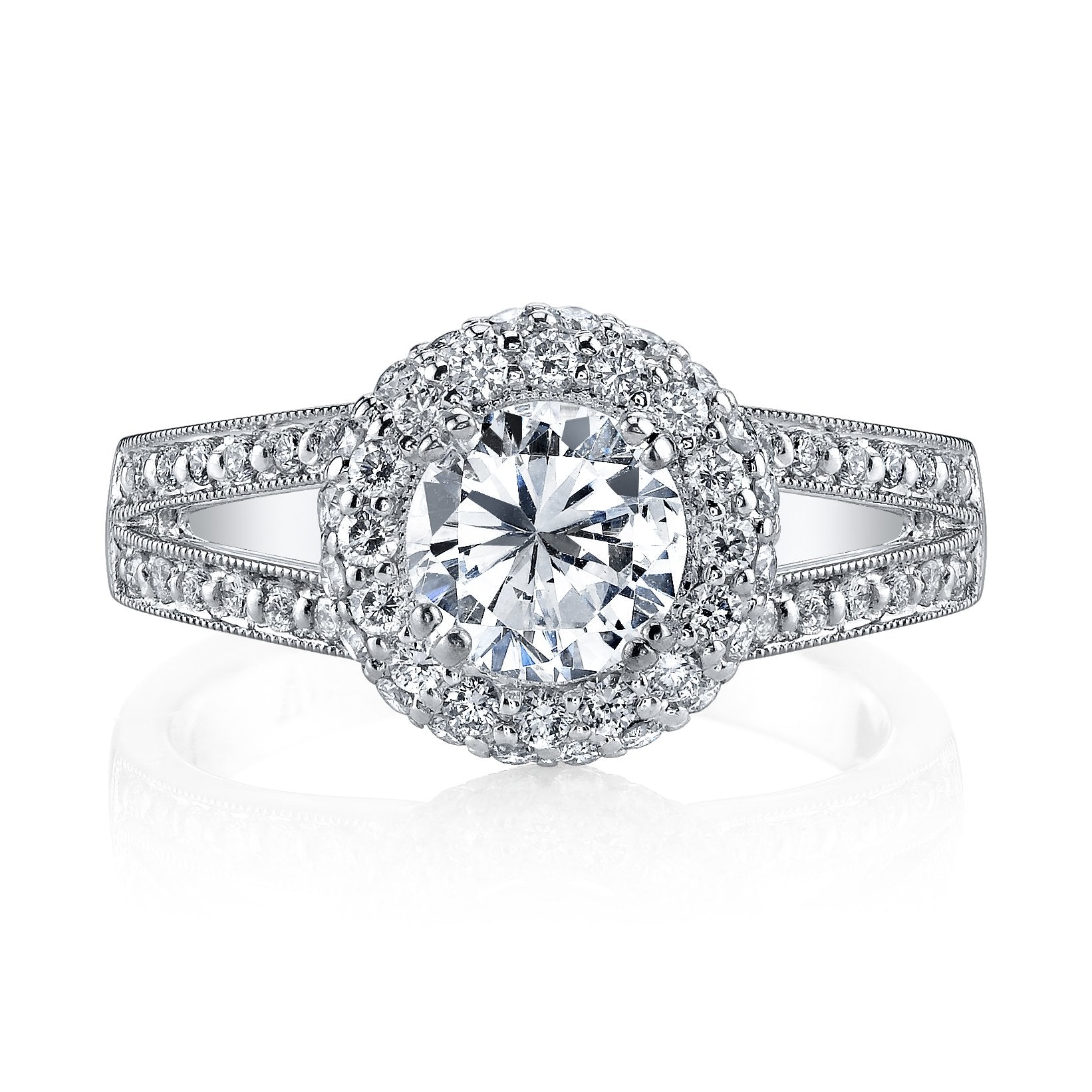 18K White Gold Halo Diamond Engagement Ring