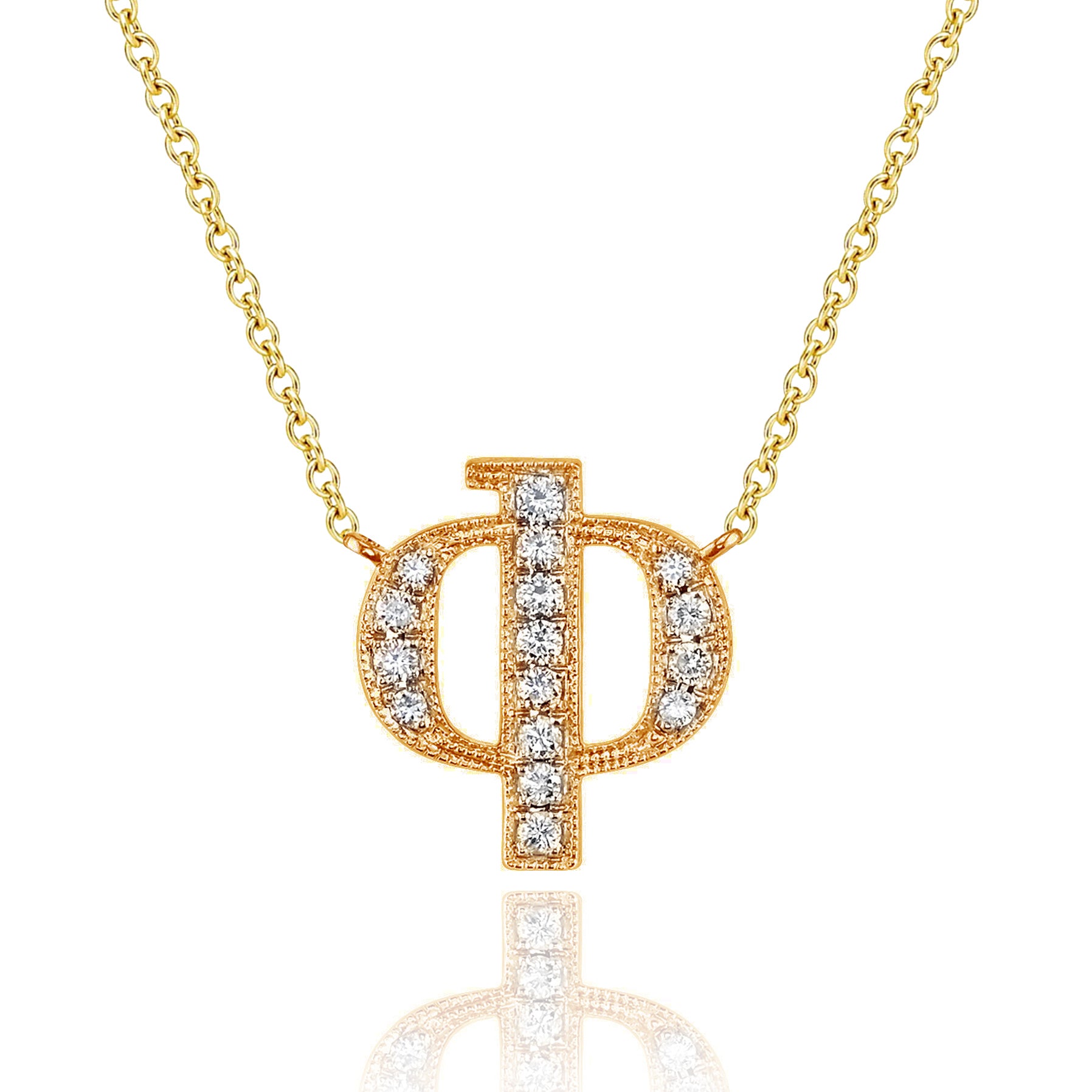 14K YELLOW GOLD ARMENIAN INITIAL DIAMOND NECKLACE