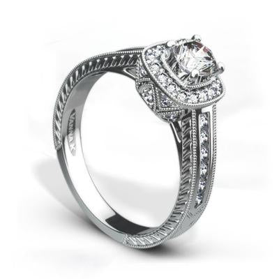18K White Gold Diamond Engagement Ring