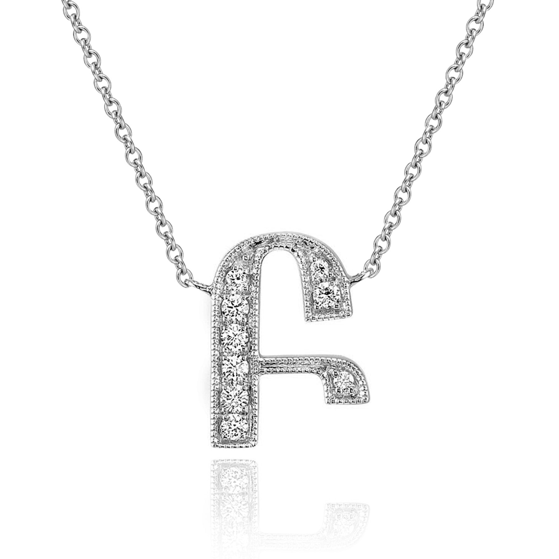 14K WHITE GOLD ARMENIAN INITIAL DIAMOND NECKLACE