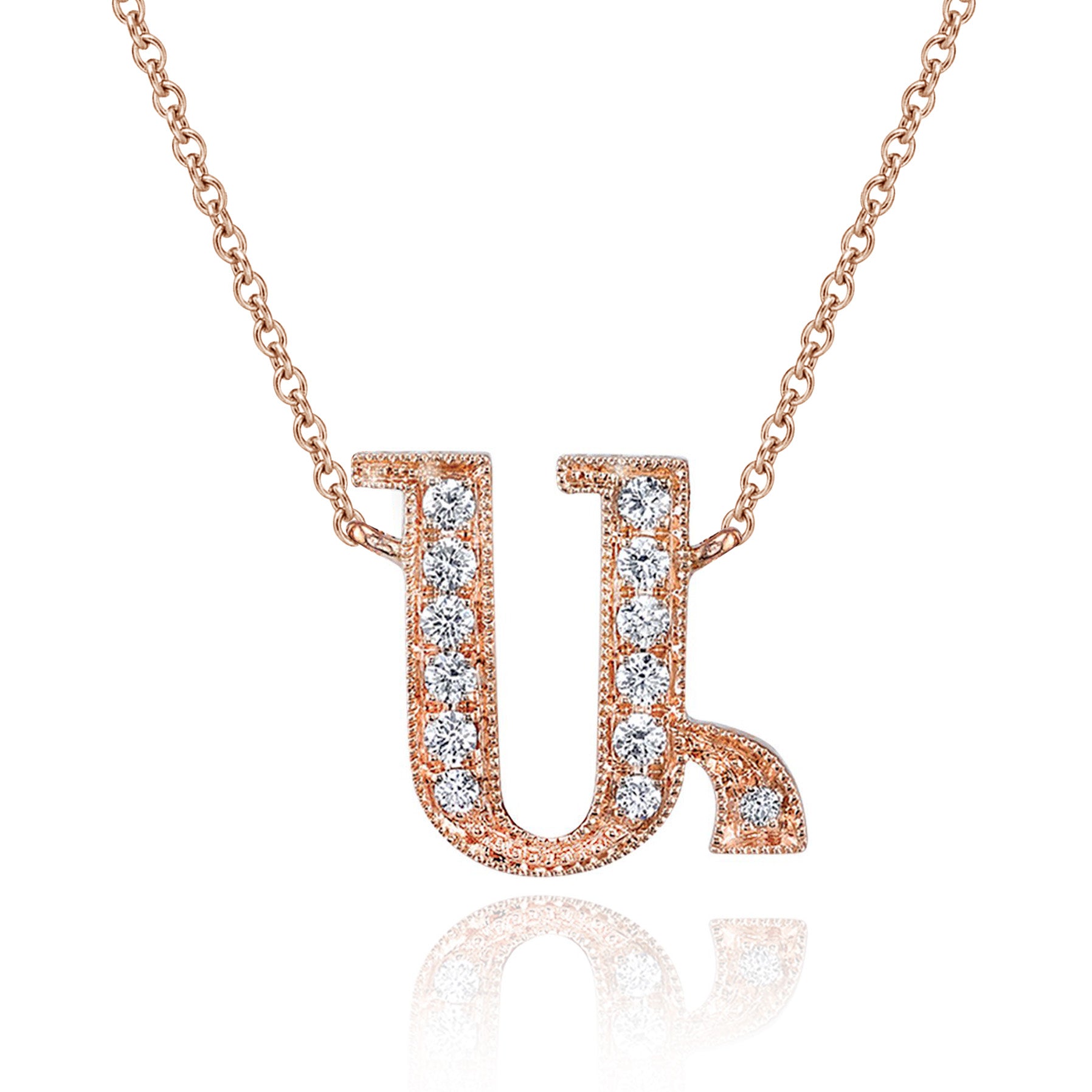 14K ROSE GOLD ARMENIAN INITIAL DIAMOND NECKLACE