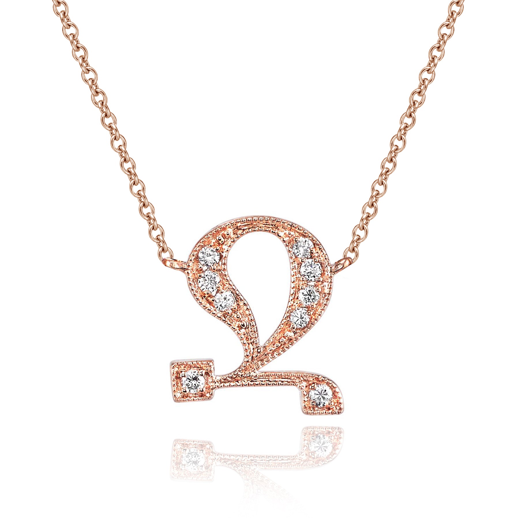 14K ROSE GOLD ARMENIAN INITIAL DIAMOND NECKLACE