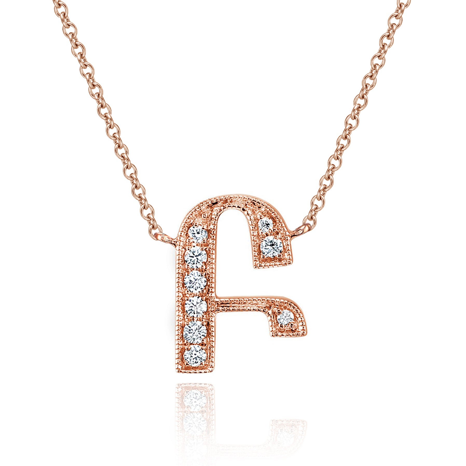 14K ROSE GOLD ARMENIAN INITIAL DIAMOND NECKLACE