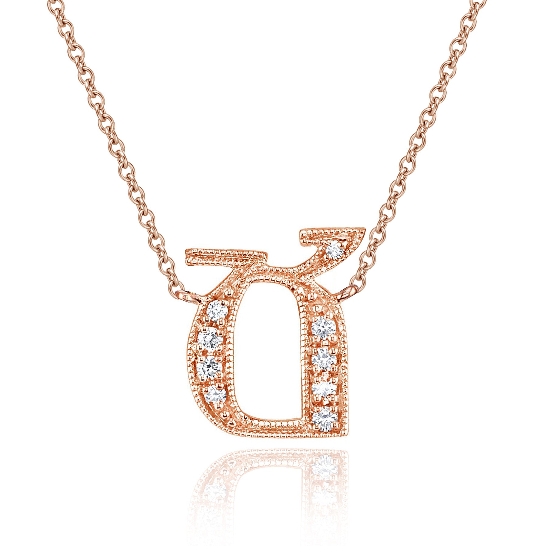 14K ROSE GOLD ARMENIAN INITIAL DIAMOND NECKLACE