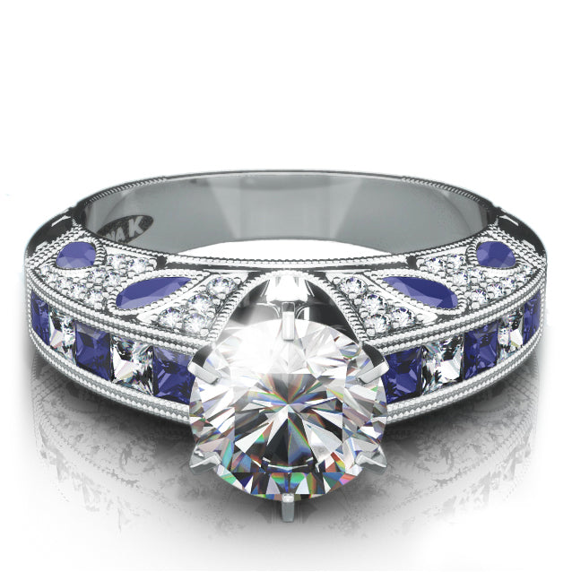 Hand Engraved Perfect Profile Diamond Ring Style 18RGL0172SDCZ