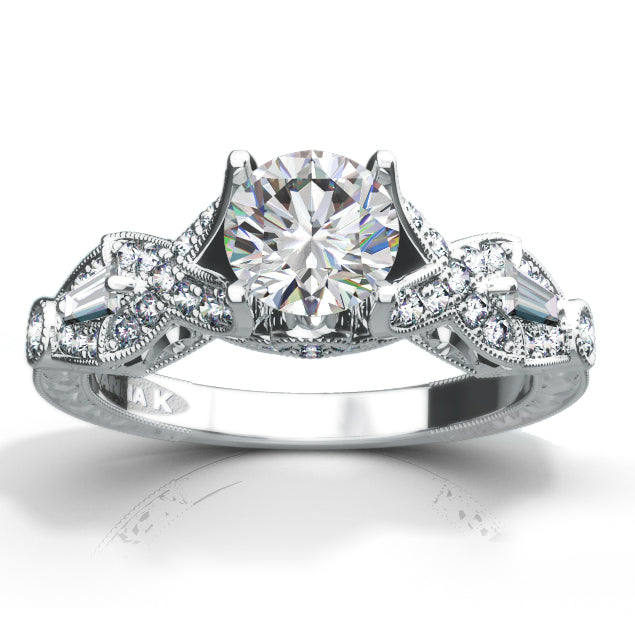 Hand Engraved Perfect Profile Diamond Ring Style 18RGL00384DCZ