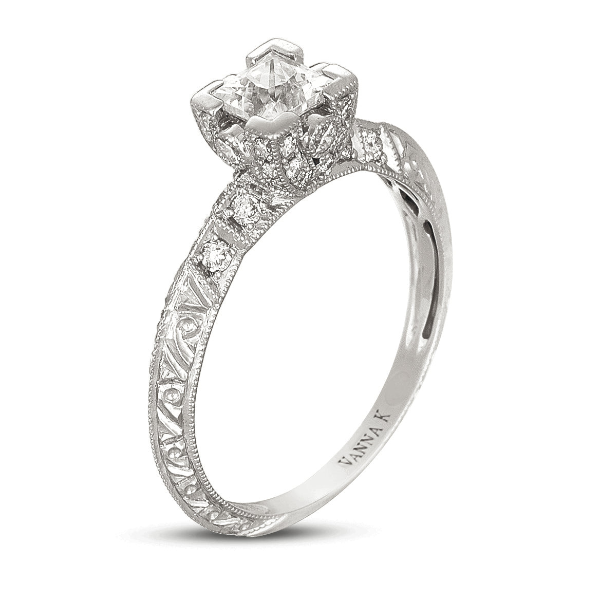 Hand Engraved Perfect Profile Diamond Ring Style 18RGL468DCZ