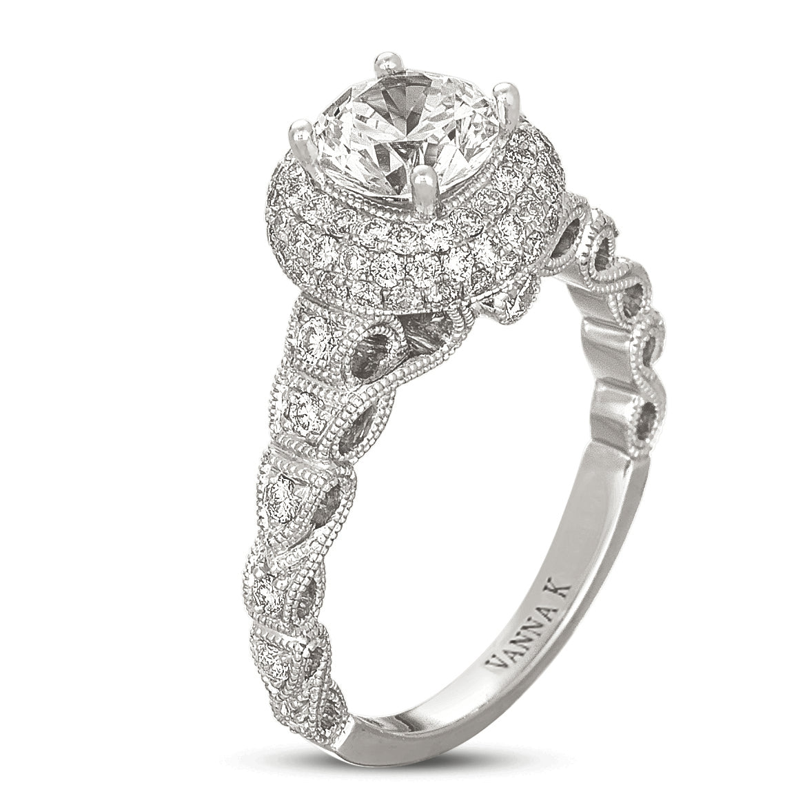 Vintage Inspired Diamond Pave Set Solea Ring Style 18RGL00605DCZ
