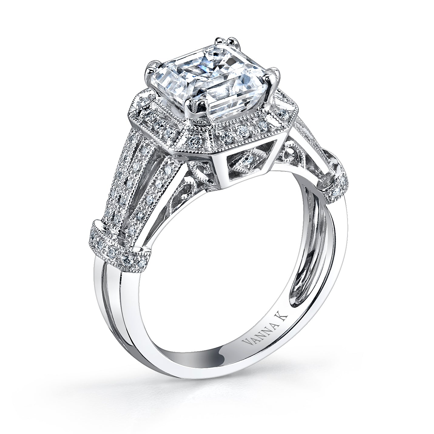 Vintage Inspired Diamond Pave Set Solea Ring Style 18RGL7482DCZ