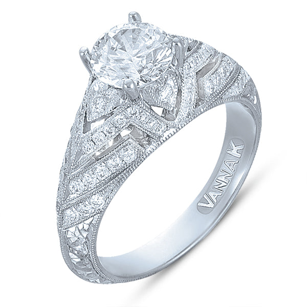 New Hand-Engraved Diamond Engagement Ring by Vanna K