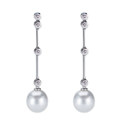 Vintage Diamond & Pearl Drop Earrings by Vanna K