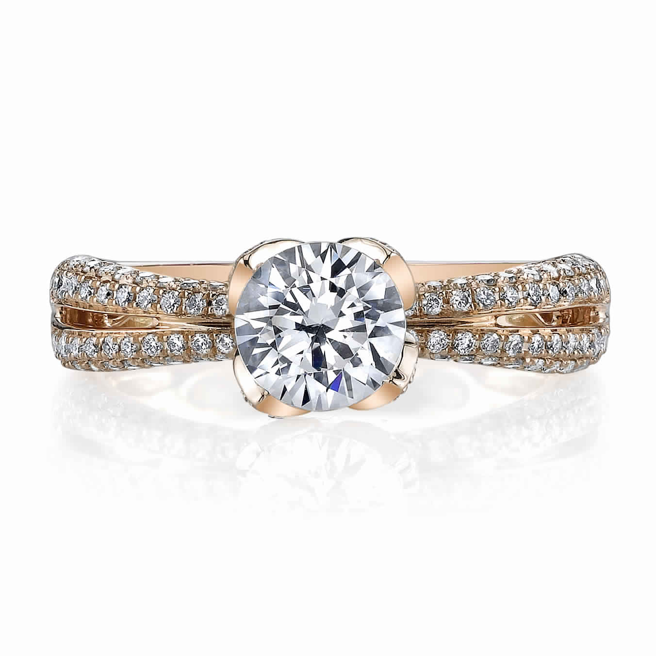 Vintage Inspired Diamond Pave Set Solea Ring Style 18RO5619PDCZ