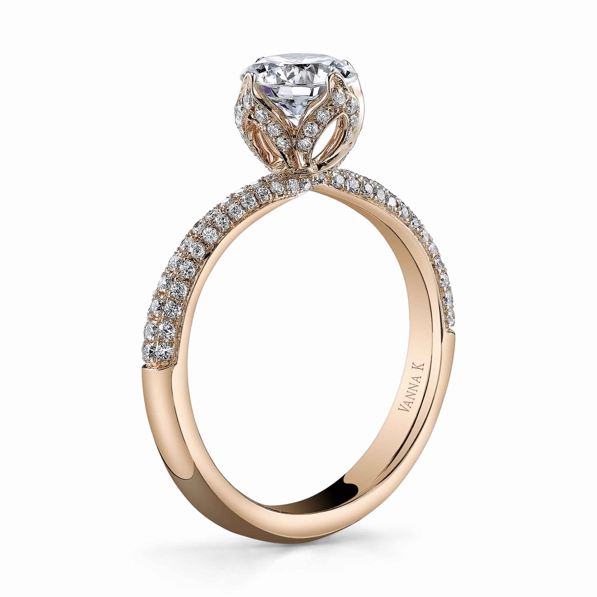 Vintage Inspired Diamond Pave Set Solea Ring Style 18RO5620PDCZ