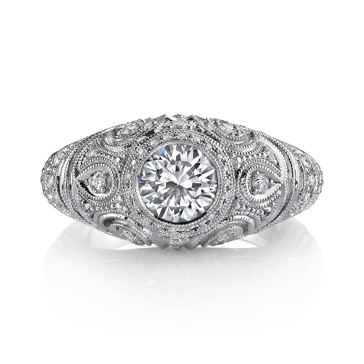 Hand Engraved Perfect Profile Diamond Ring Style 18RGL756DCZ