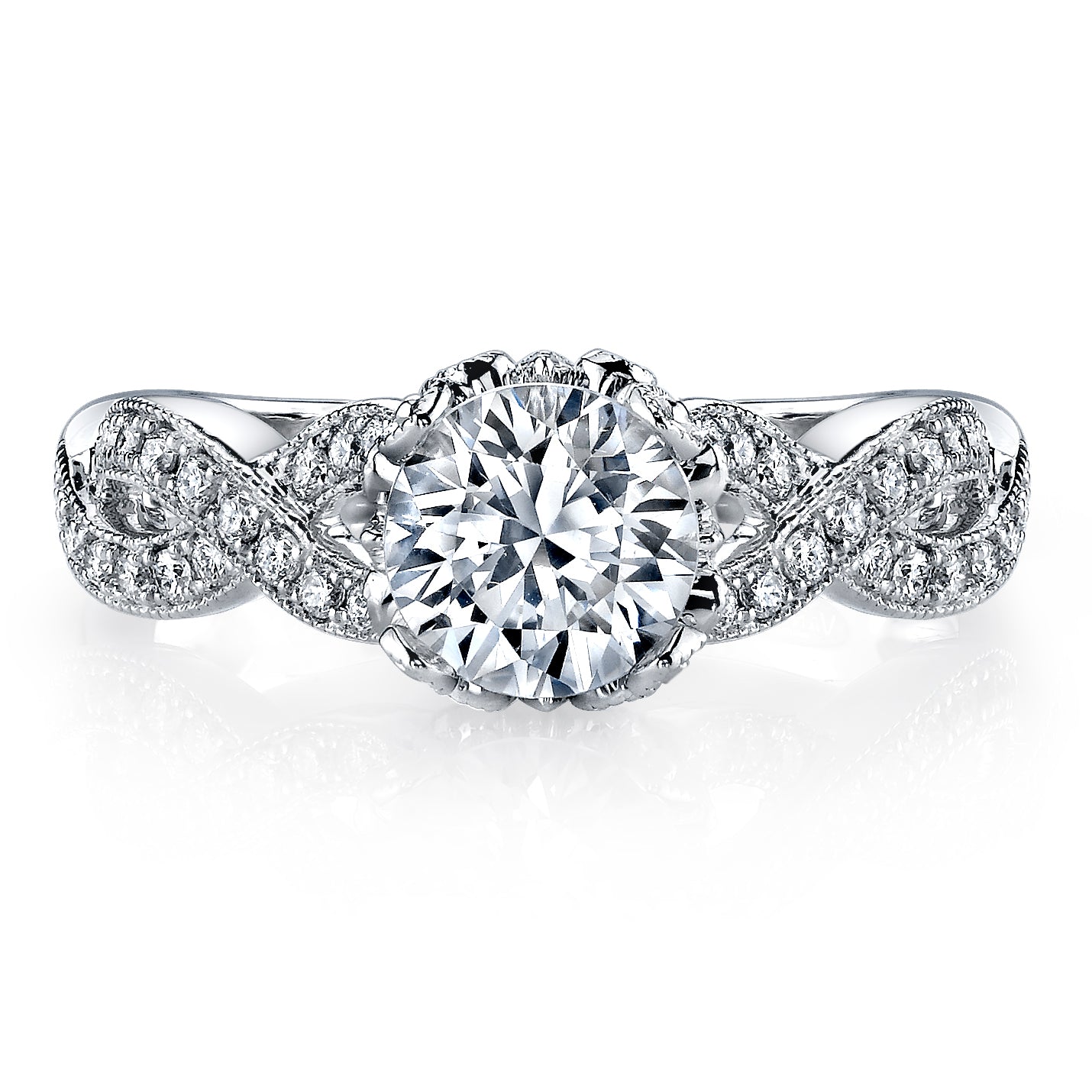 Vintage Inspired Diamond Pave Set Solea Ring Style 18RGL00294DCZ