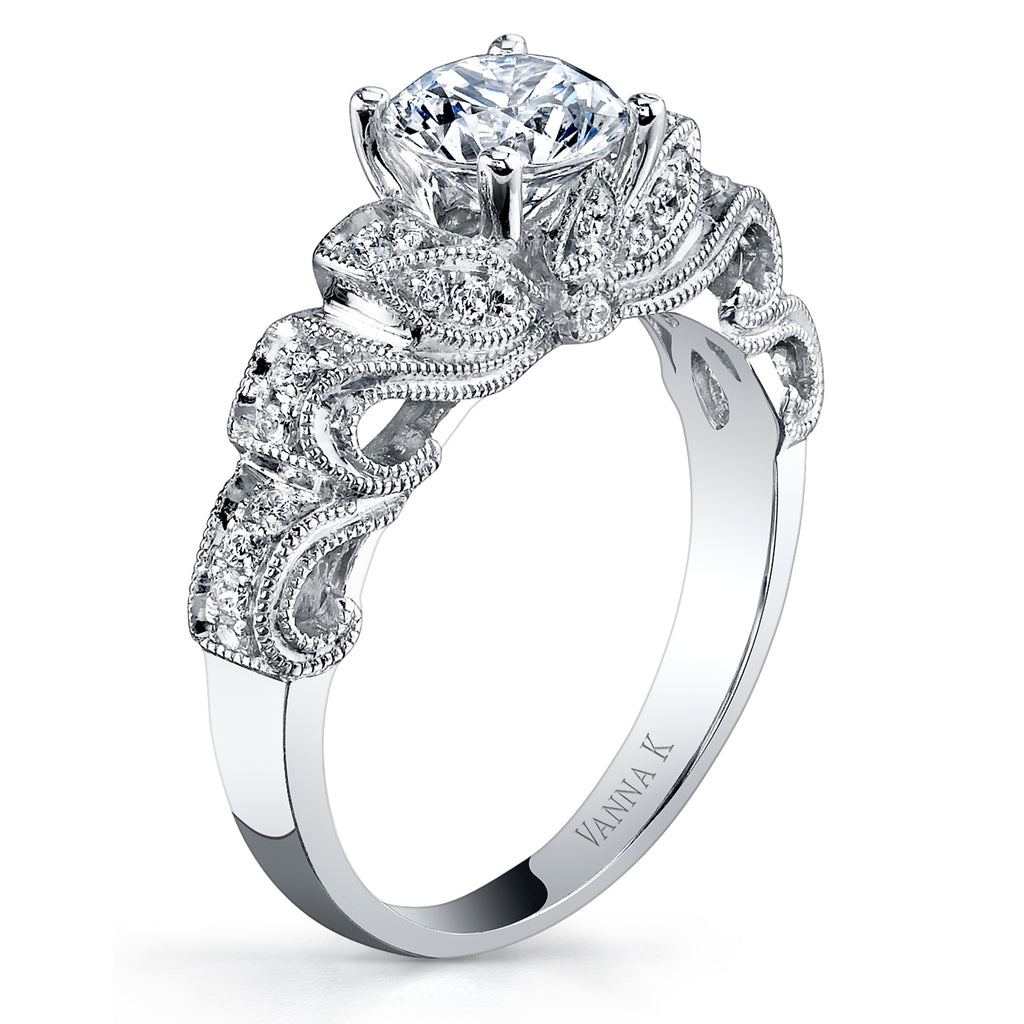 Vintage Inspired Diamond Pave Set Solea Ring Style 18RGL813DCZ