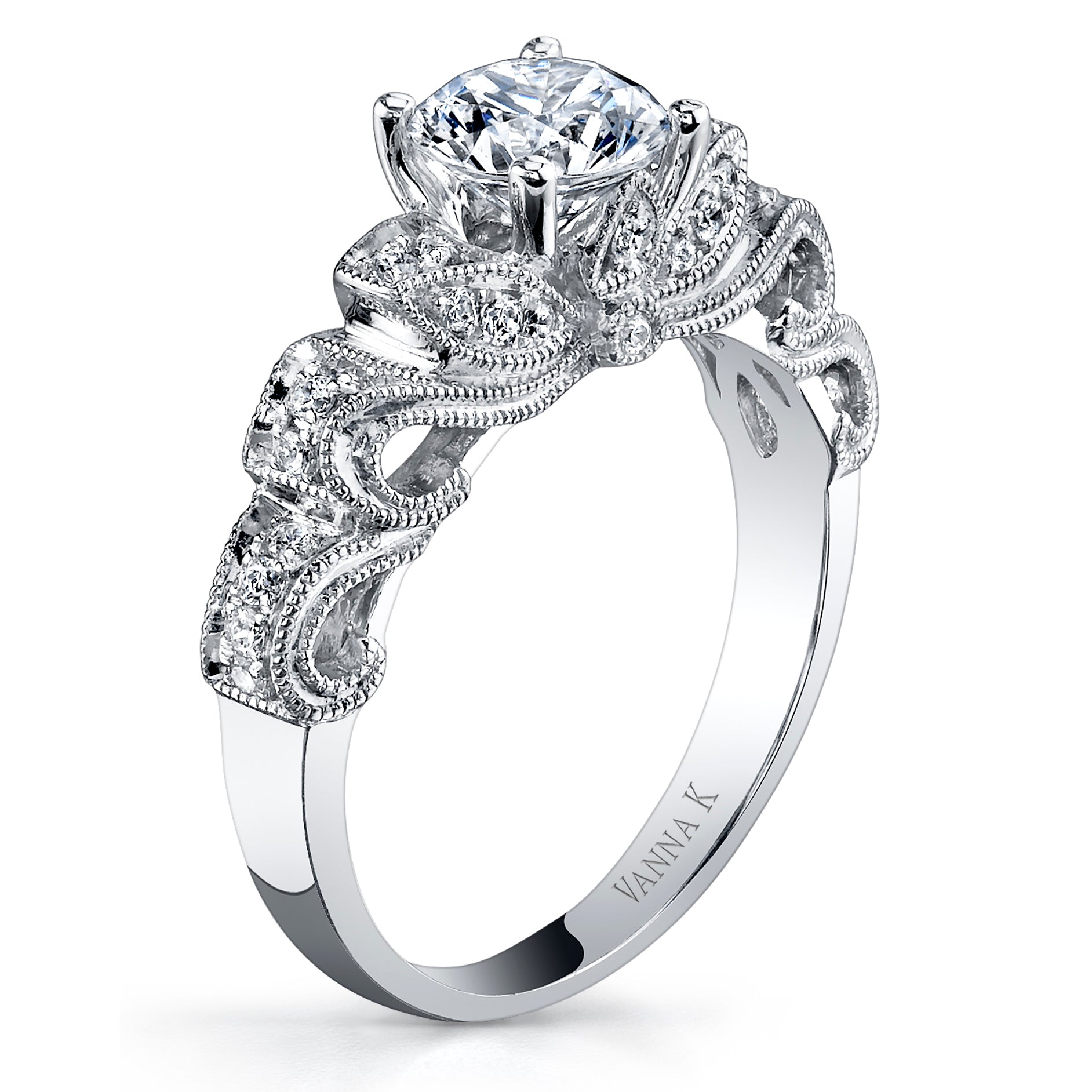 Vintage Inspired Diamond Pave Set Solea Ring Style 18RGL813DCZ
