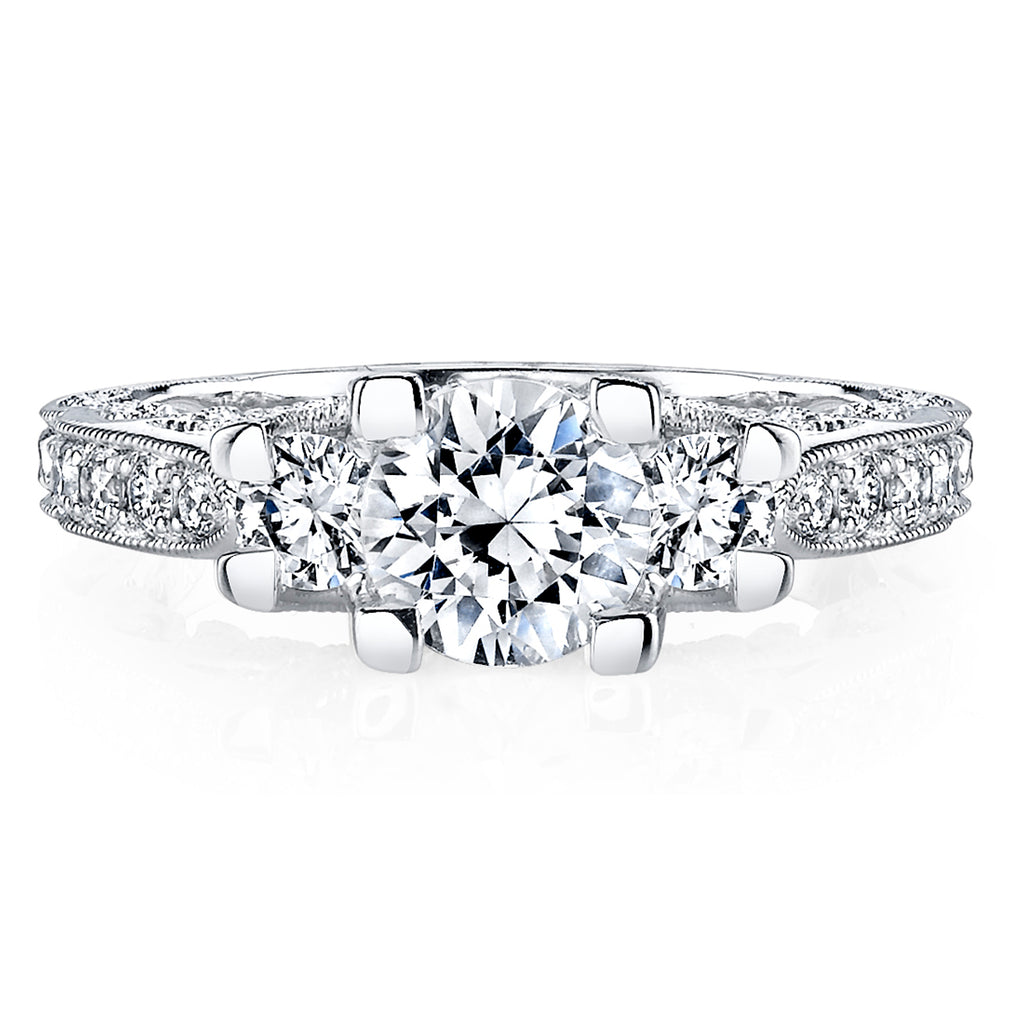 Hand Engraved Perfect Profile Diamond Ring Style 18RGL00628DCZ