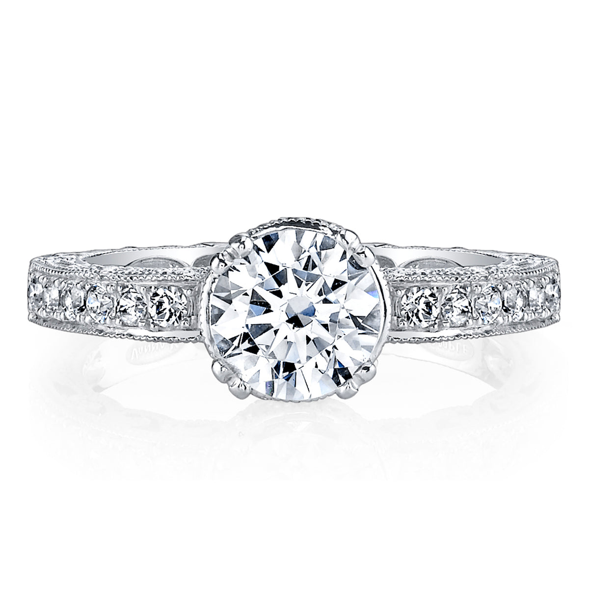 Hand Engraved Perfect Profile Diamond Ring Style 18RGL453DCZ