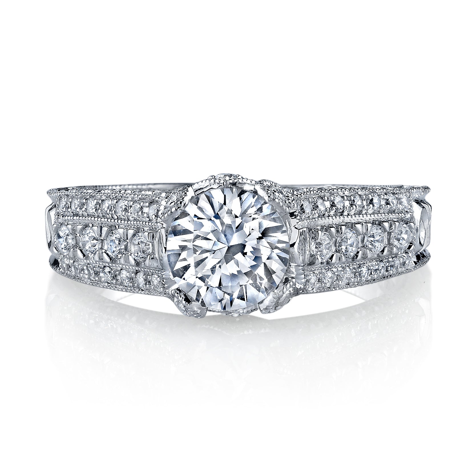 Hand Engraved Perfect Profile Diamond Ring Style 18RGL810DCZ