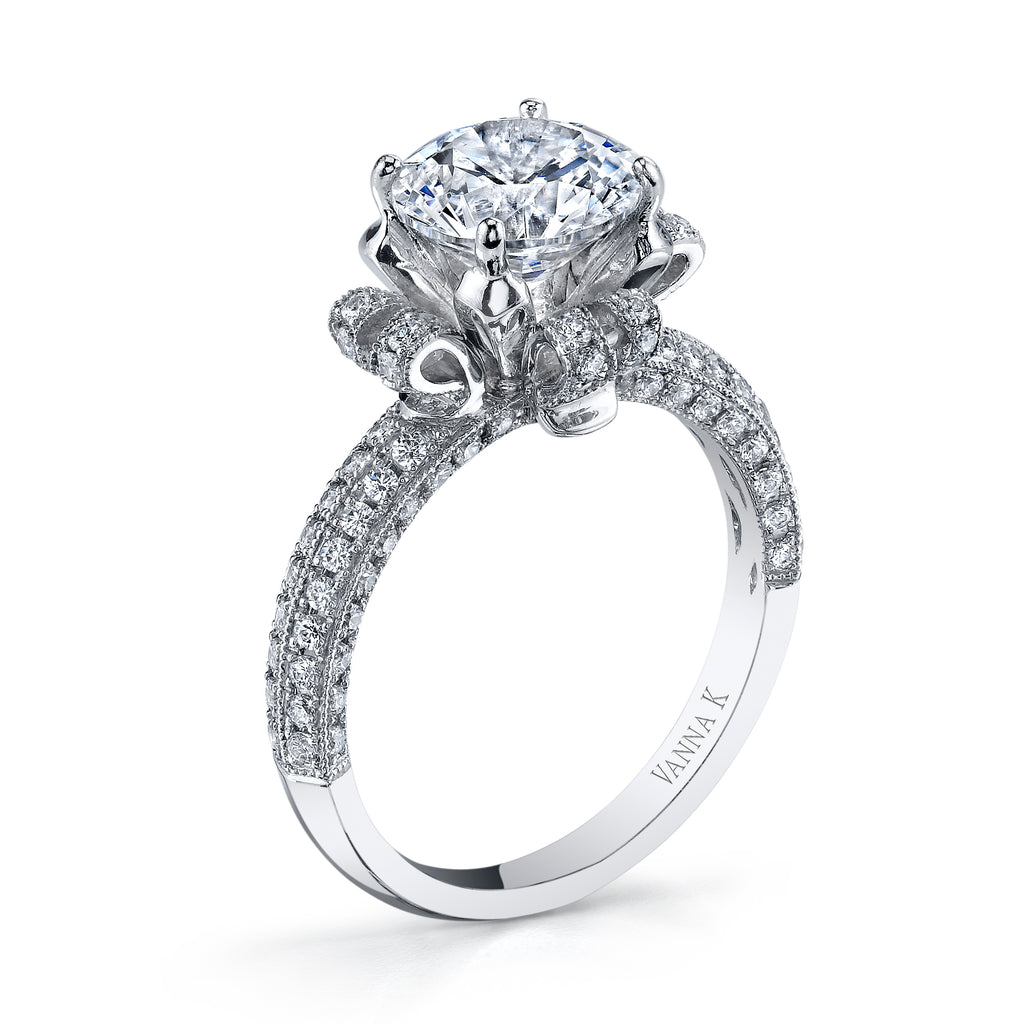 Vintage Inspired Diamond Pave Set Solea Ring Style 18RGL00182DCZ