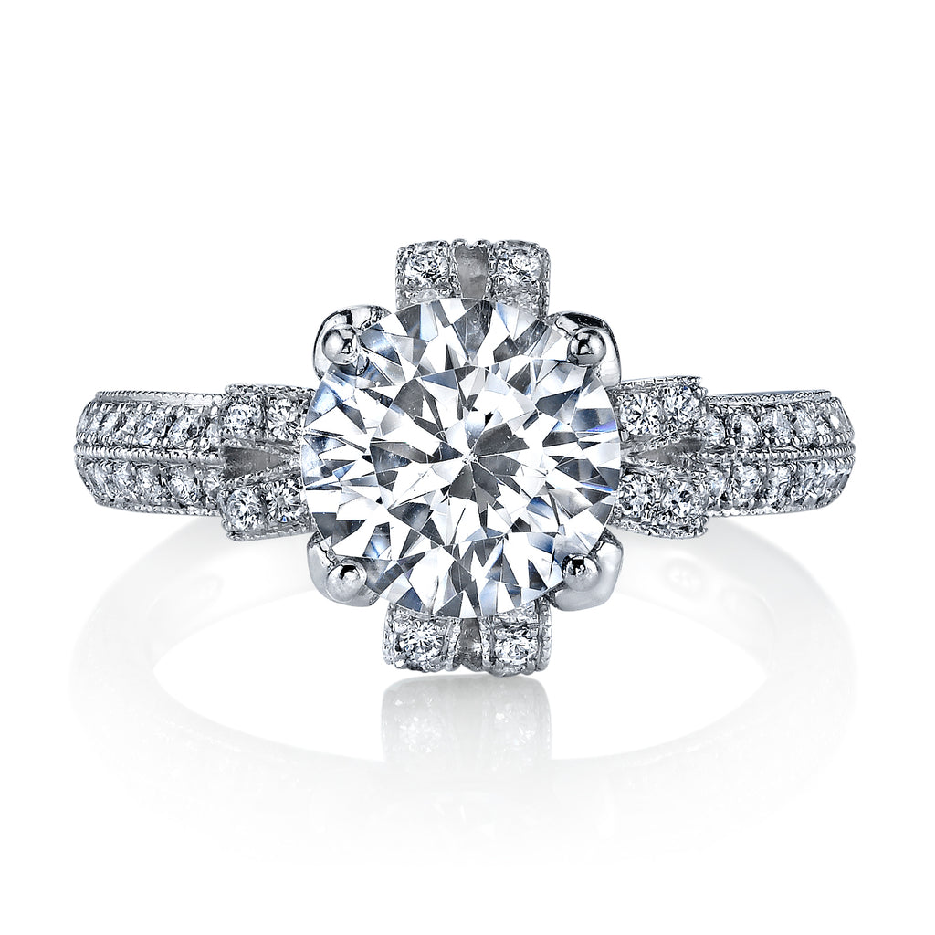 Vintage Inspired Diamond Pave Set Solea Ring Style 18RGL00182DCZ
