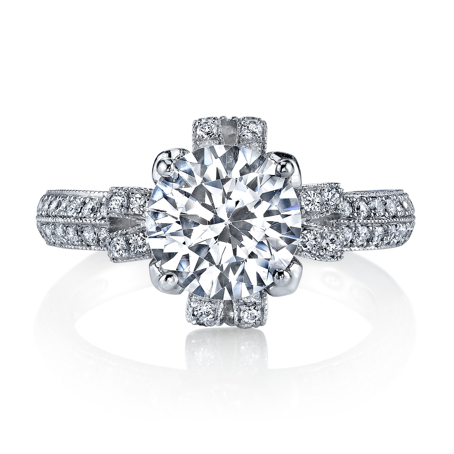 Vintage Inspired Diamond Pave Set Solea Ring Style 18RGL00182DCZ