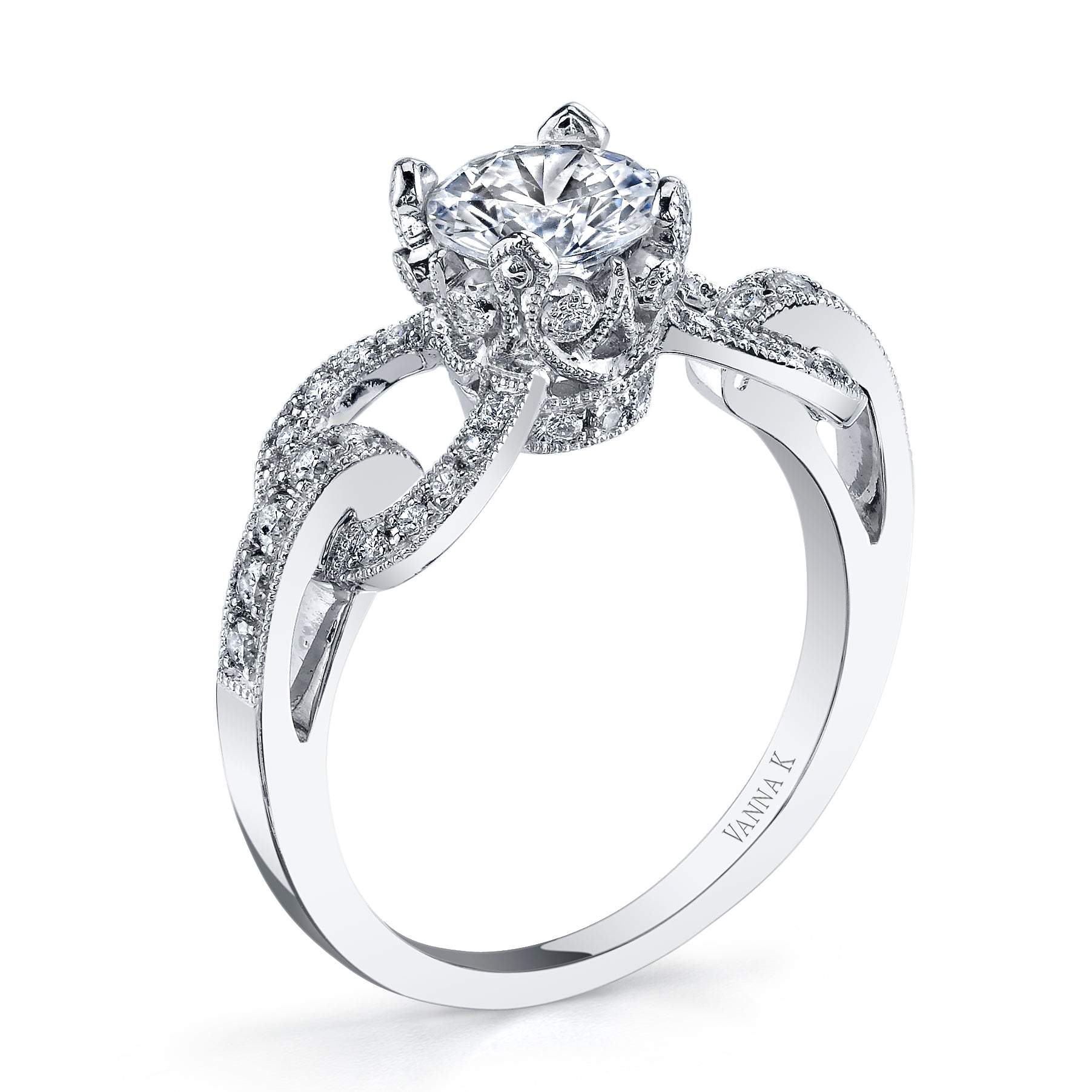 Vintage Inspired Diamond Pave Set Solea Ring Style 18RGL820DCZ