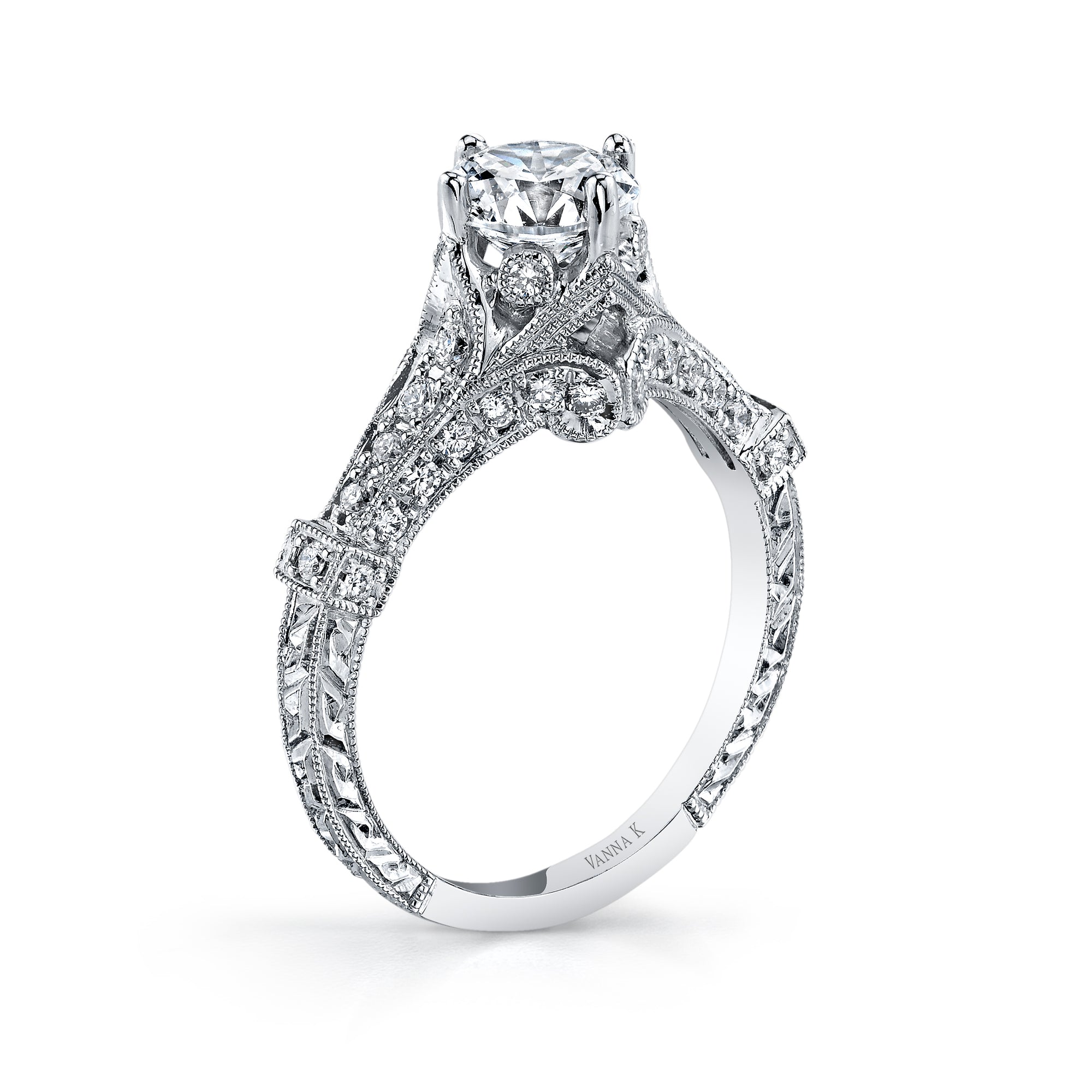 Hand Engraved Perfect Profile Diamond Ring Style 18RGL00398DCZ