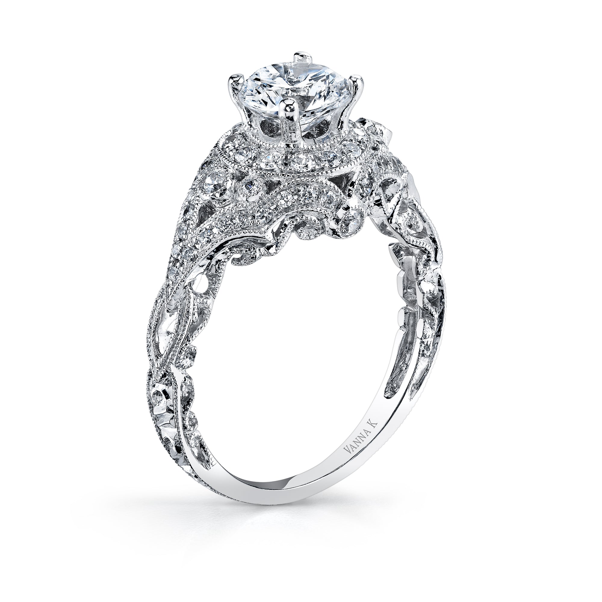 Hand Engraved Perfect Profile Diamond Ring Style 18RGL00512DCZ