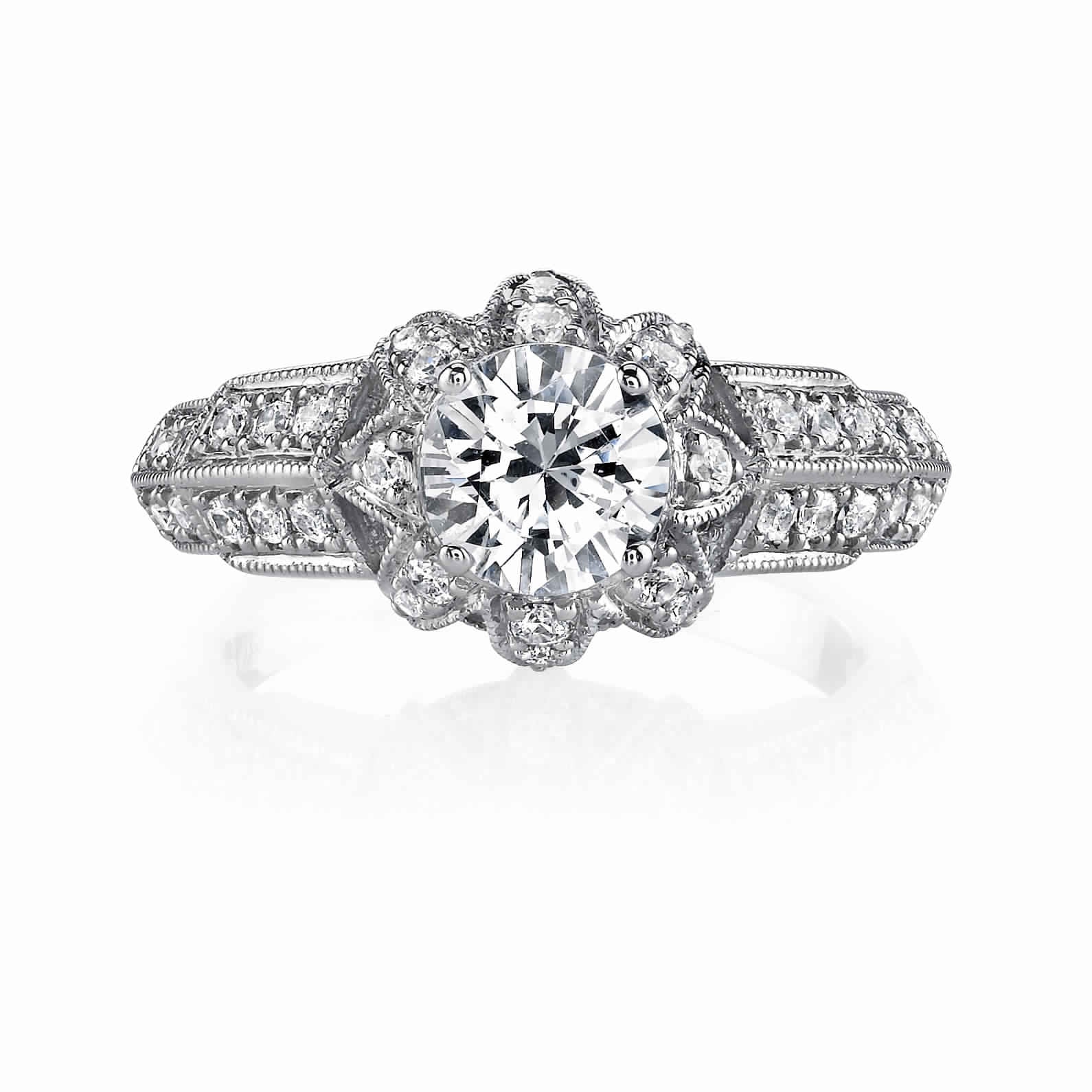 Vintage Inspired Diamond Pave Set Solea Ring Style 18RGL834DCZ
