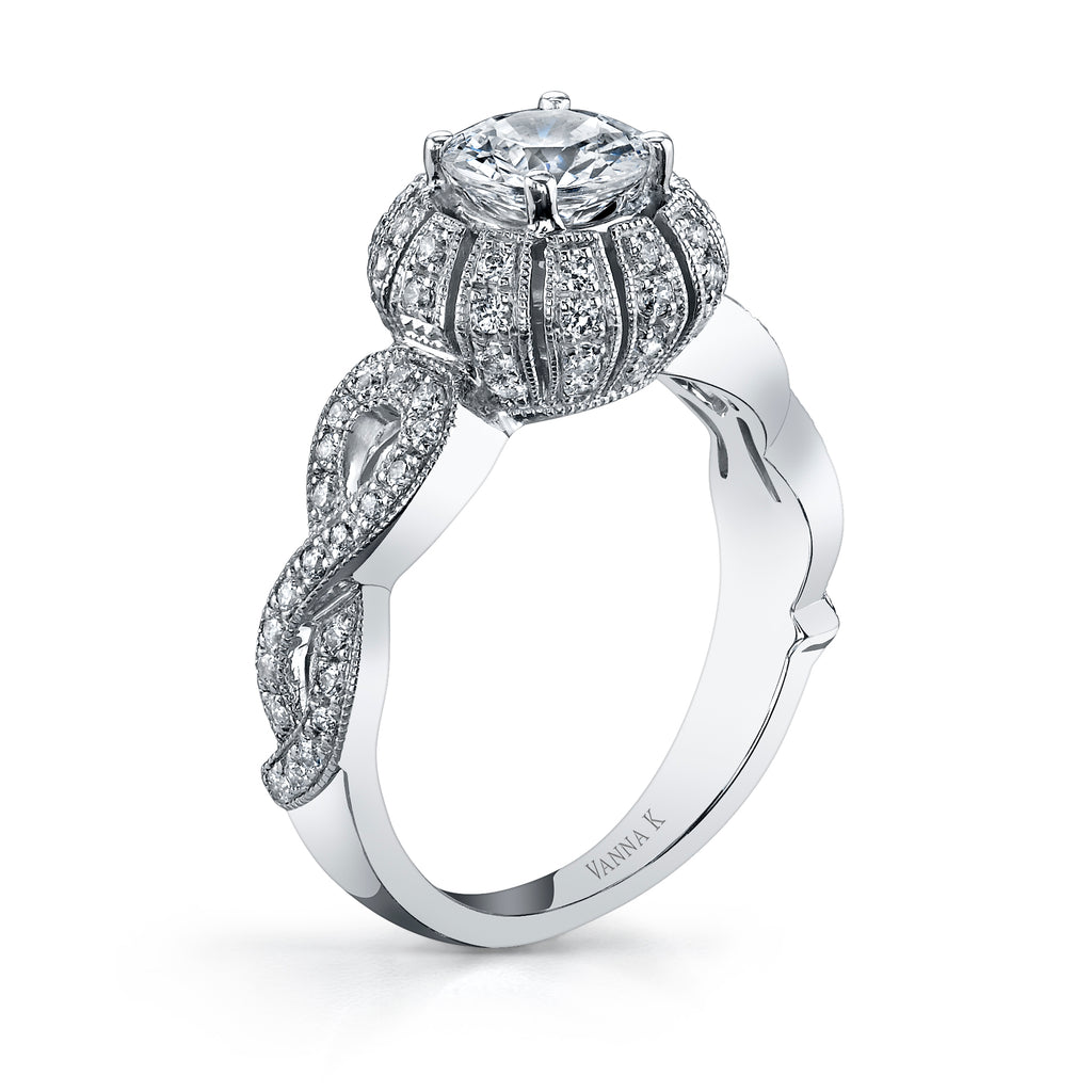 Vintage Inspired Diamond Pave Set Solea Ring Style 18RO239DCZ