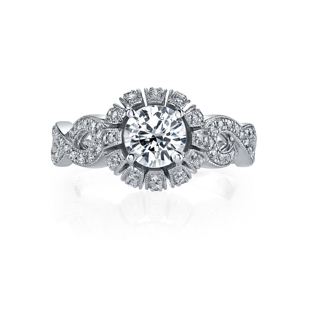 Vintage Inspired Diamond Pave Set Solea Ring Style 18RO239DCZ