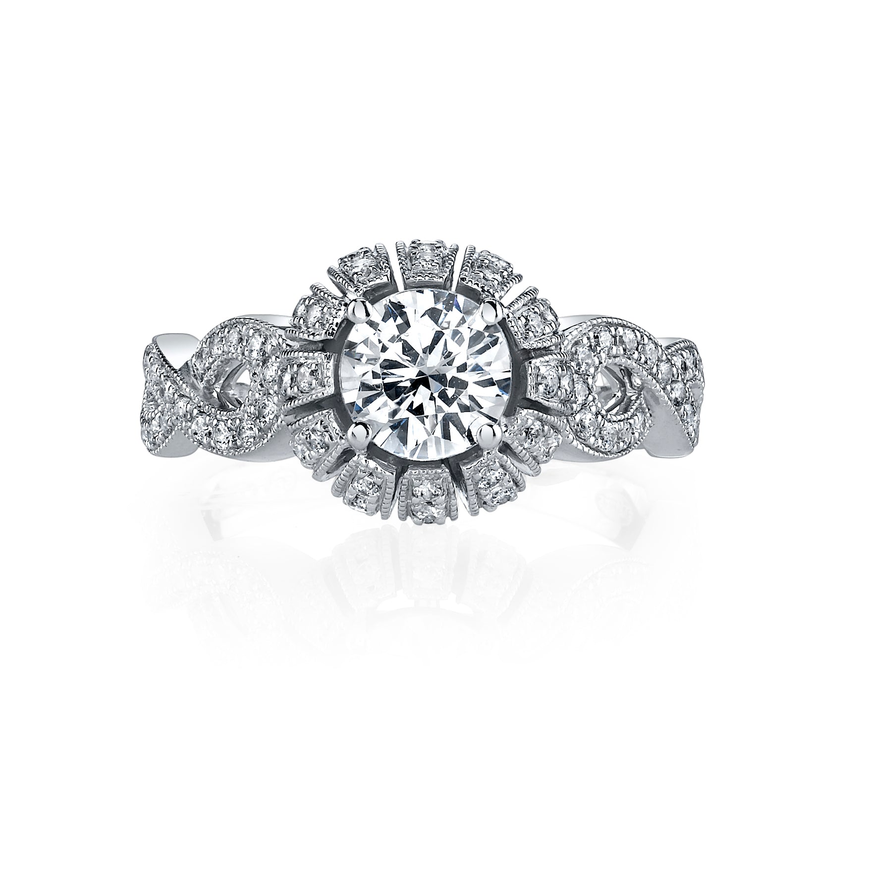 Vintage Inspired Diamond Pave Set Solea Ring Style 18RO239DCZ