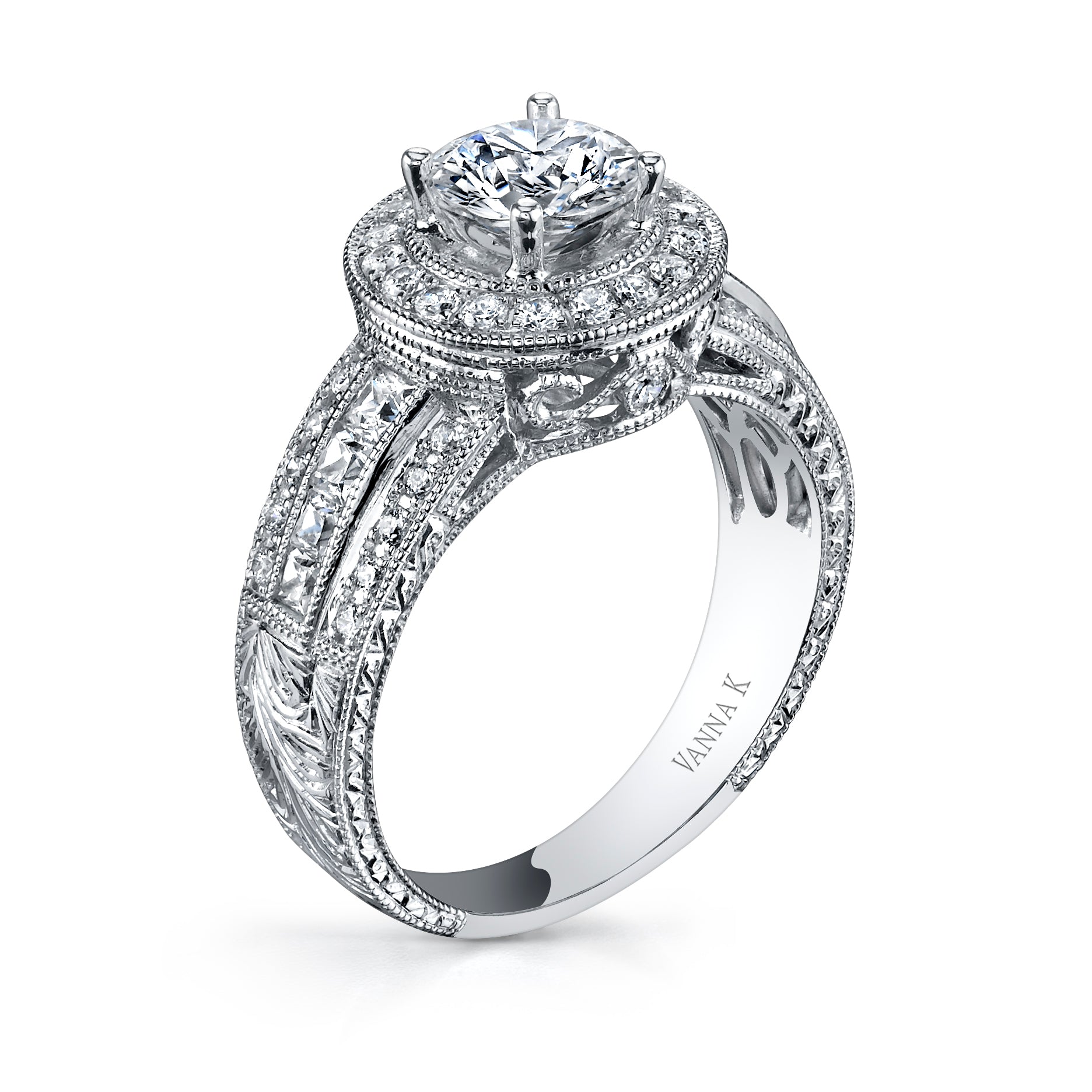 Hand Engraved Perfect Profile Diamond Ring Style 18R845DCZ