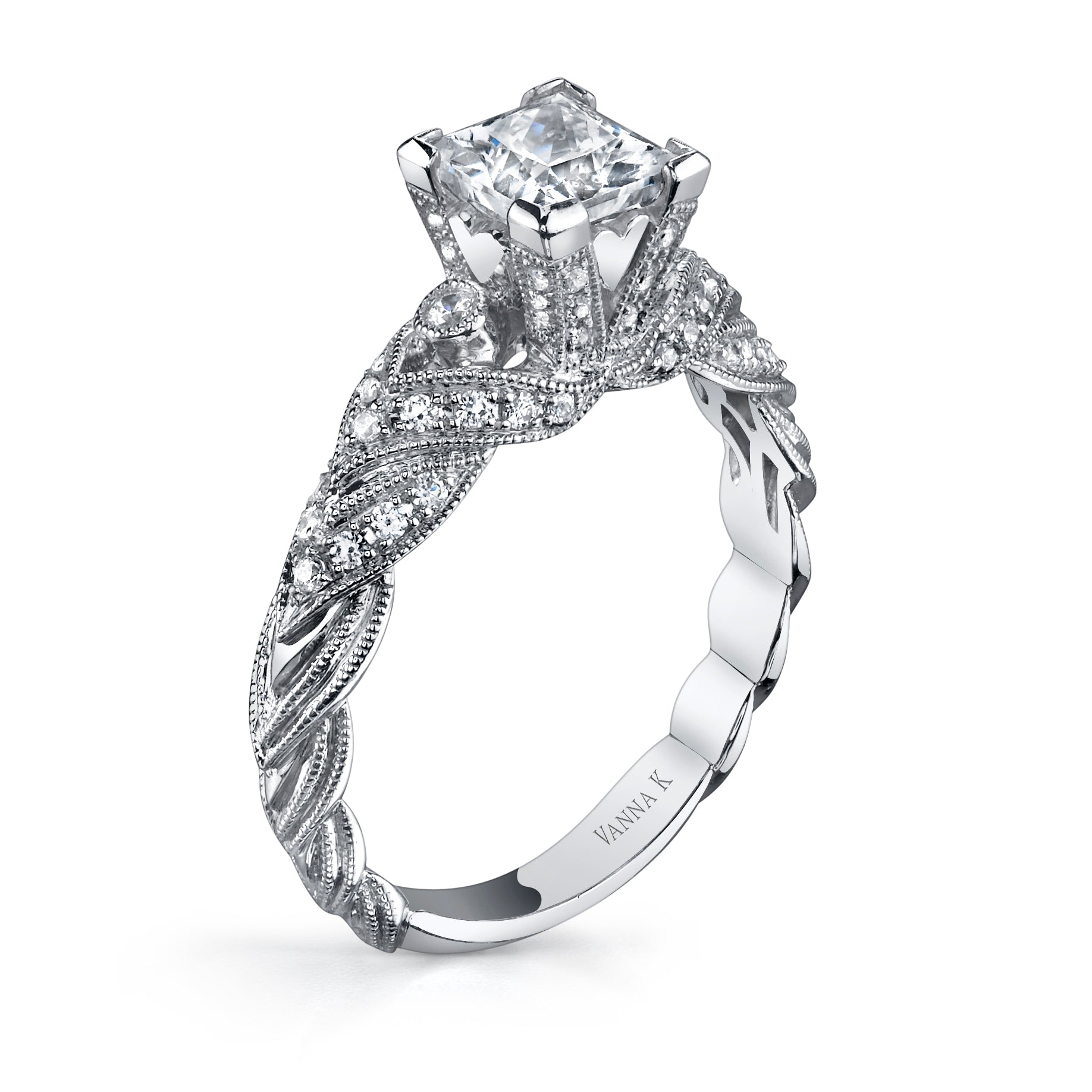 Vintage Inspired Diamond Pave Set Solea Ring Style 18R621DCZ